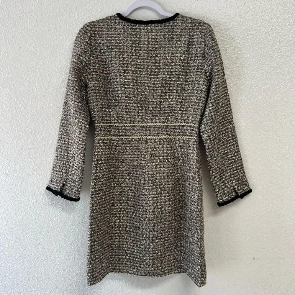J. Crew Collection V-neck lady dress in tinsel tweed Size 4 NWT